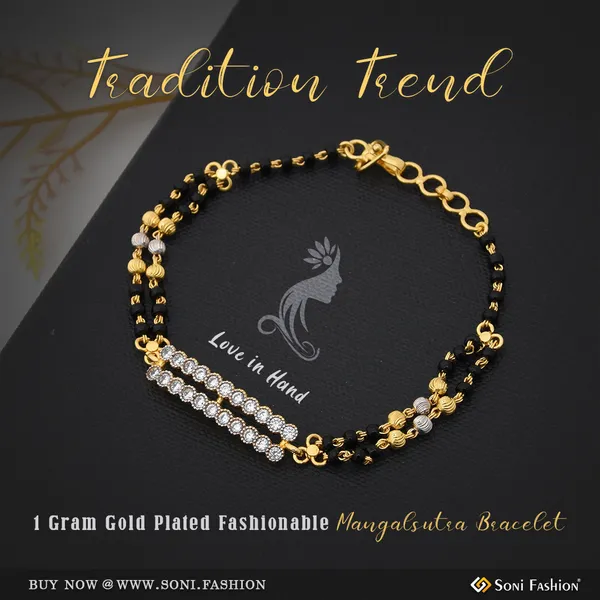 1_Gram_Gold_Plated_Fashionable_Mangalsutra_Bracelet_For_Women_Style_A386