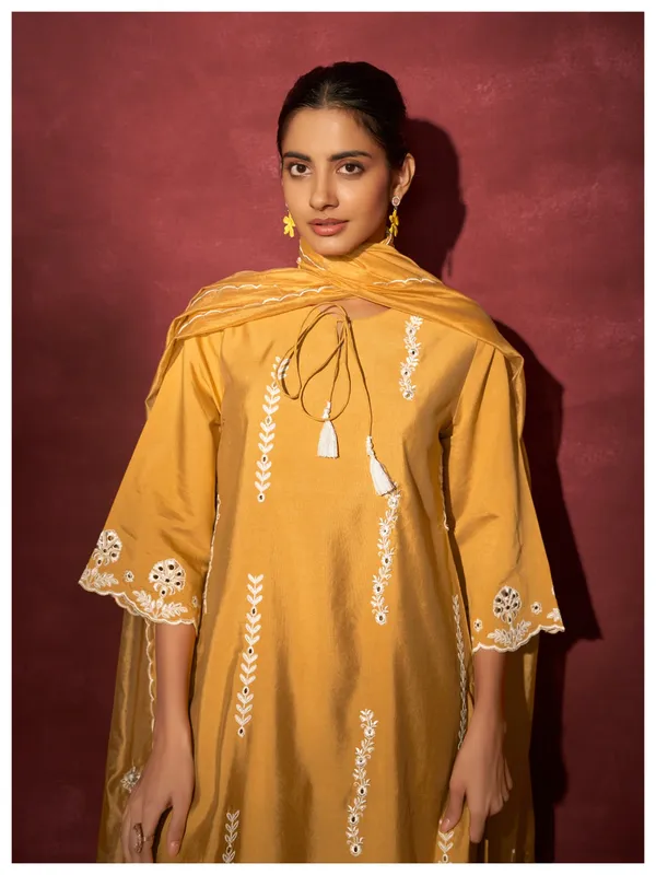 Mustard_Chanderi_Silk_Kurta_Dupatta_Set_For_Women