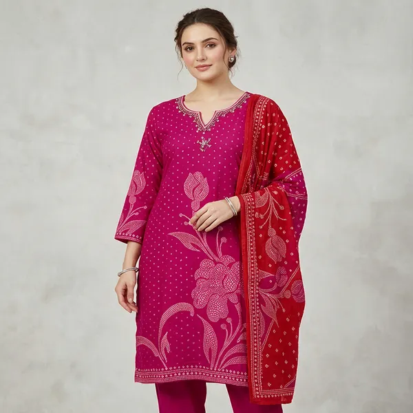 Pink_Cotton_Kurta_Dupatta_Set_For_Women