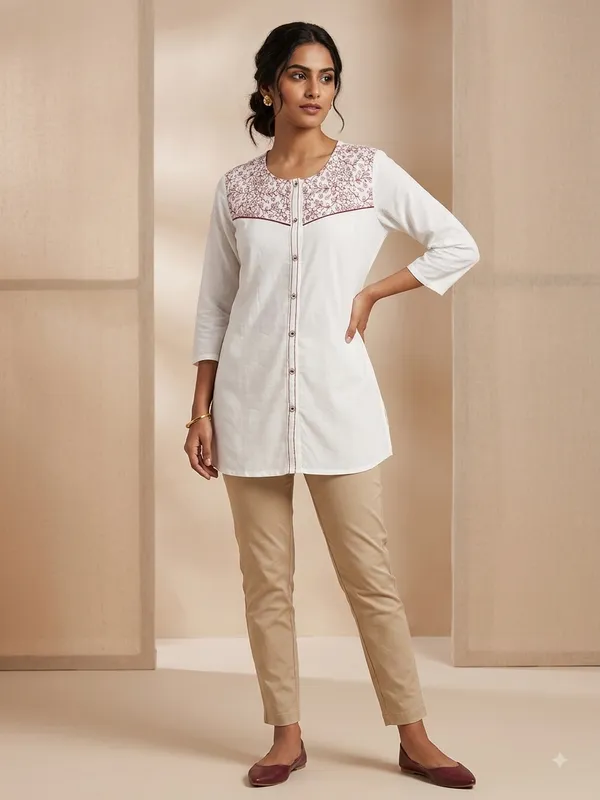 White_Nylon_Short_Kurti_For_Women