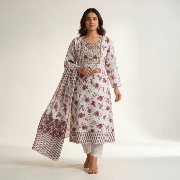White_Cotton_Kurta_Dupatta_Set_For_Women