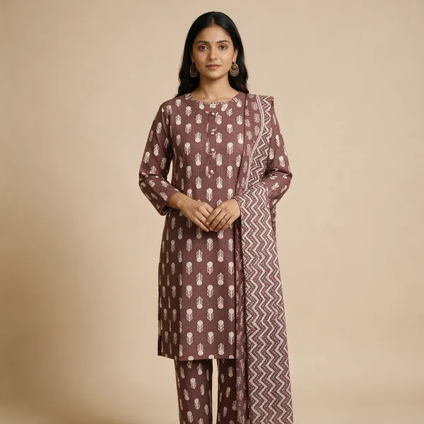 Black_&_Grey_Cotton_Kurta_Dupatta_Set_For_Women