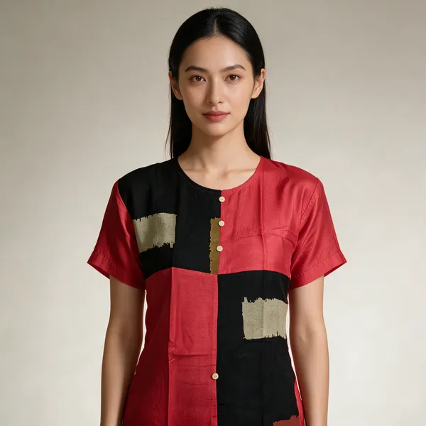 Pink_&_Black_Cotton_Long_Kurti_For_Women
