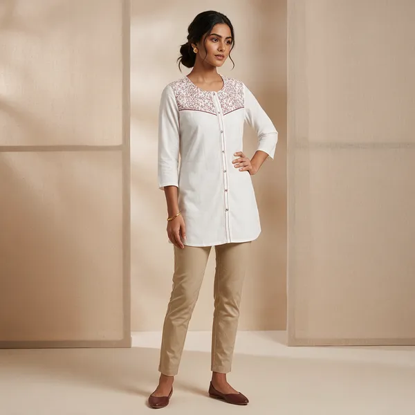 White_Nylon_Short_Kurti_For_Women