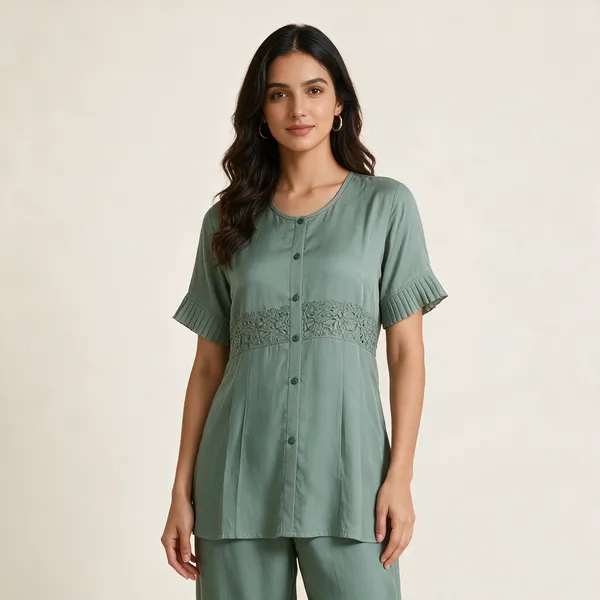 Teal_Nylon_Short_Kurti_For_Women