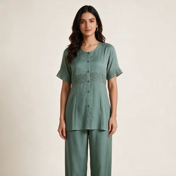 Teal_Nylon_Short_Kurti_For_Women