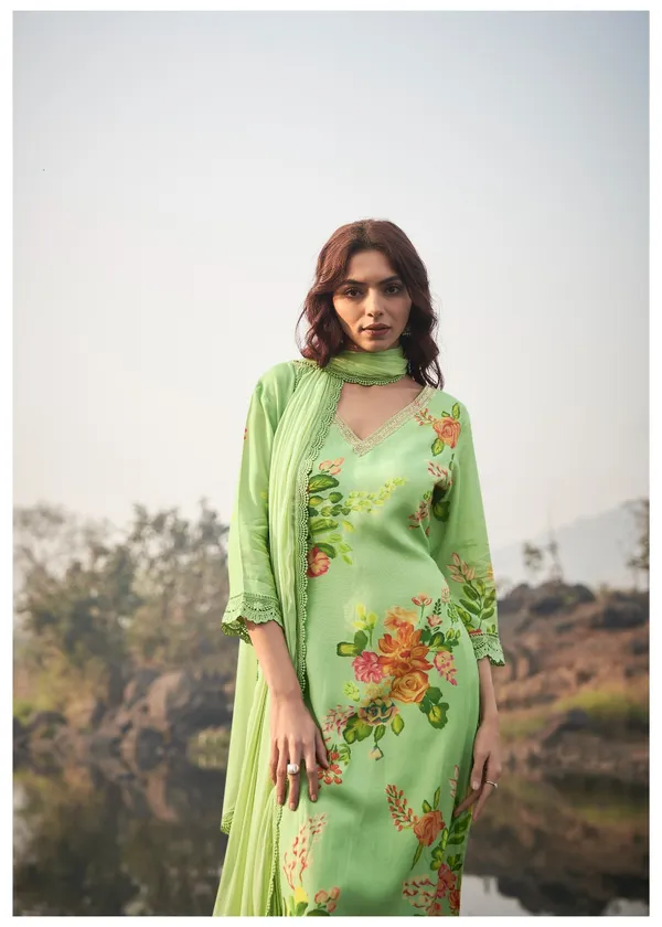 Green_Pure_Muslin_Kurta_Dupatta_Set_For_Women