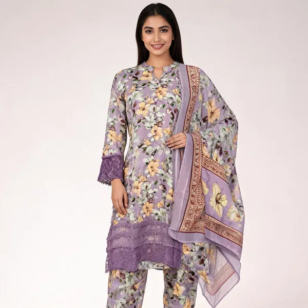 Lavender_Lawn_Straight_Floral_Print_Kurta_Set_For_Women