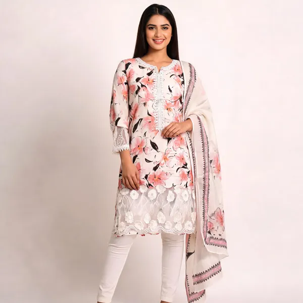 Pink_Lawn_Floral_Print_Kurta_Set_For_Women
