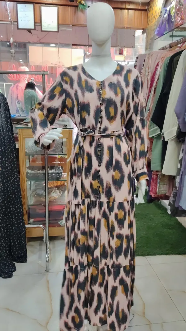 Multicolour_Ice_Crepe_Printed_Tie-Waist_Maxi_Dress_For_Women