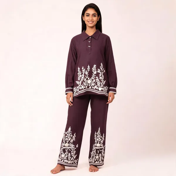 Plum_Pashmina_Straight_Embroidered_Co-Ord_Set_For_Women