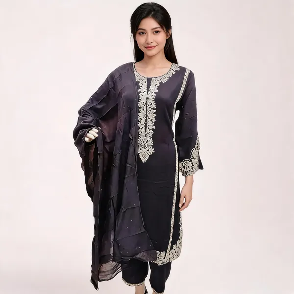 Black_Rayon_Embroidered_Kurta_Set_For_Women