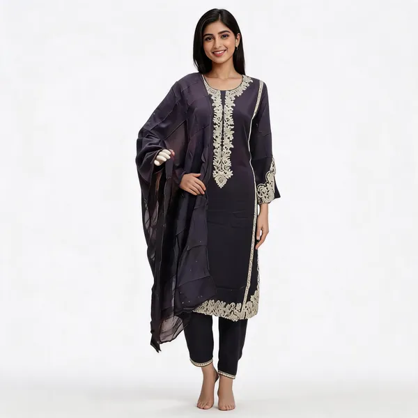 Black_Rayon_Embroidered_Kurta_Set_For_Women