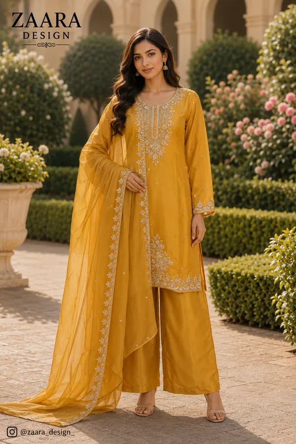 Mustard_Silk_Straight_Embroidered_Kurta_Set_For_Women