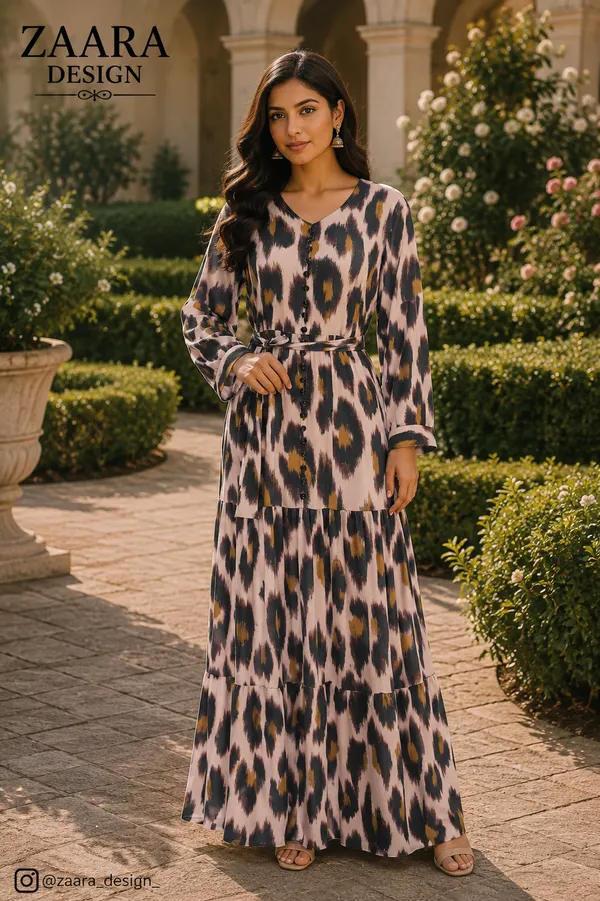 Multicolour_Ice_Crepe_Printed_Tie-Waist_Maxi_Dress_For_Women