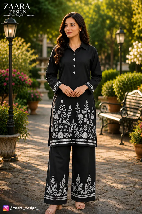 Black_Silk_Embroidered_Ethnic_Kurta_Set_For_Women
