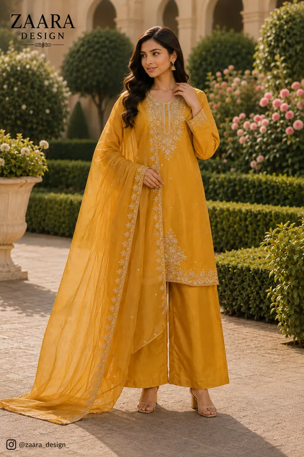 Mustard_Silk_Straight_Embroidered_Kurta_Set_For_Women