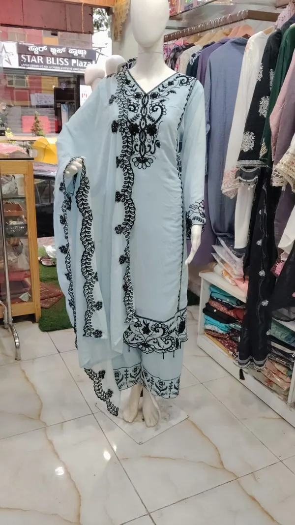 Light_Blue_Chiffon_Embroidered_Kurta_Set_For_Women