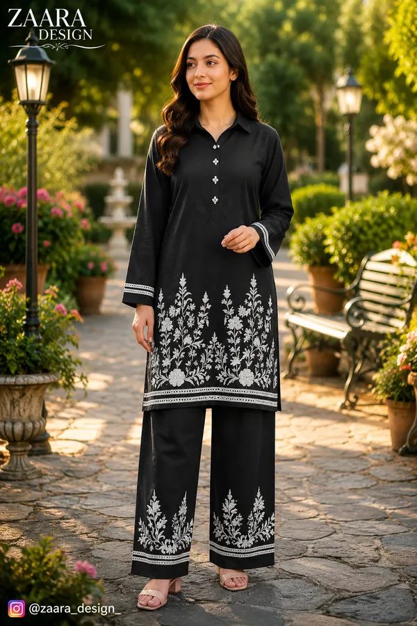 Black_Silk_Embroidered_Ethnic_Kurta_Set_For_Women