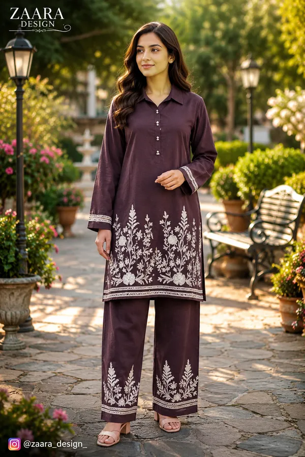 Plum_Pashmina_Straight_Embroidered_Co-Ord_Set_For_Women