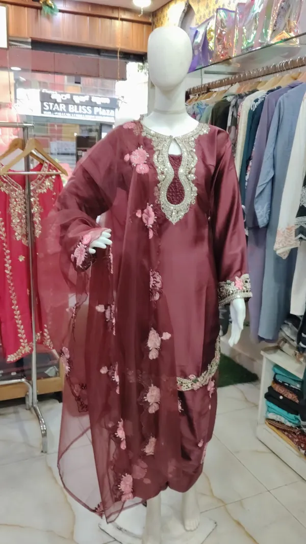 Maroon_Satin_Silk_Straight_Embroidered_Kurta_Set_For_Women