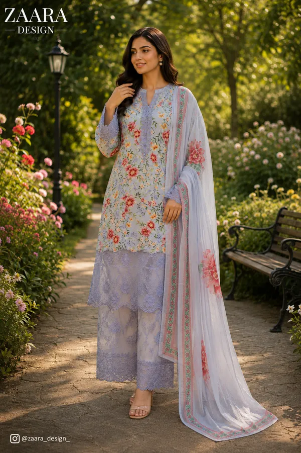 Light_Blue_Lawn_Straight_Floral_Print_Kurta_Set_For_Women