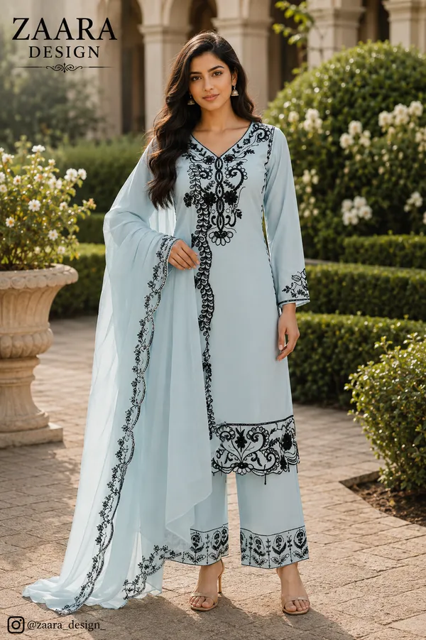 Light_Blue_Georgette_Embroidered_Kurta_Set_For_Women