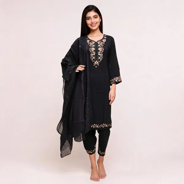 Black_Rayon_Straight_Embroidered_Kurta_Set_For_Women