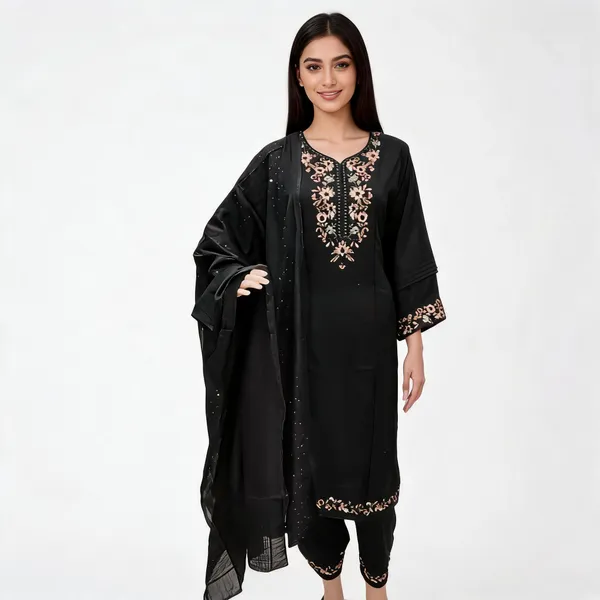 Black_Rayon_Straight_Embroidered_Kurta_Set_For_Women