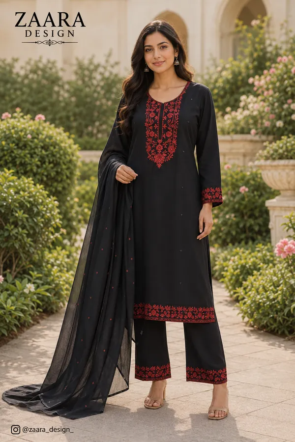 Black_Rayon_Straight_Embroidered_Kurta_Set_For_Women