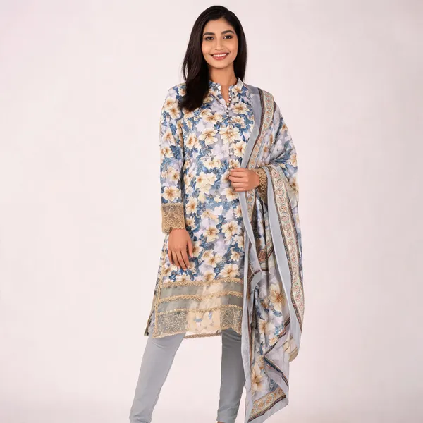 Blue_Lawn_Floral_Print_Ethnic_Kurta_Set_For_Women