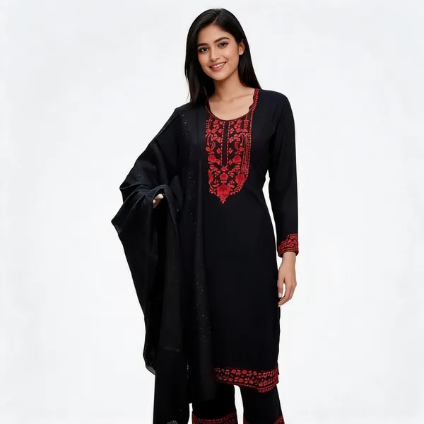 Black_Rayon_Straight_Embroidered_Kurta_Set_For_Women