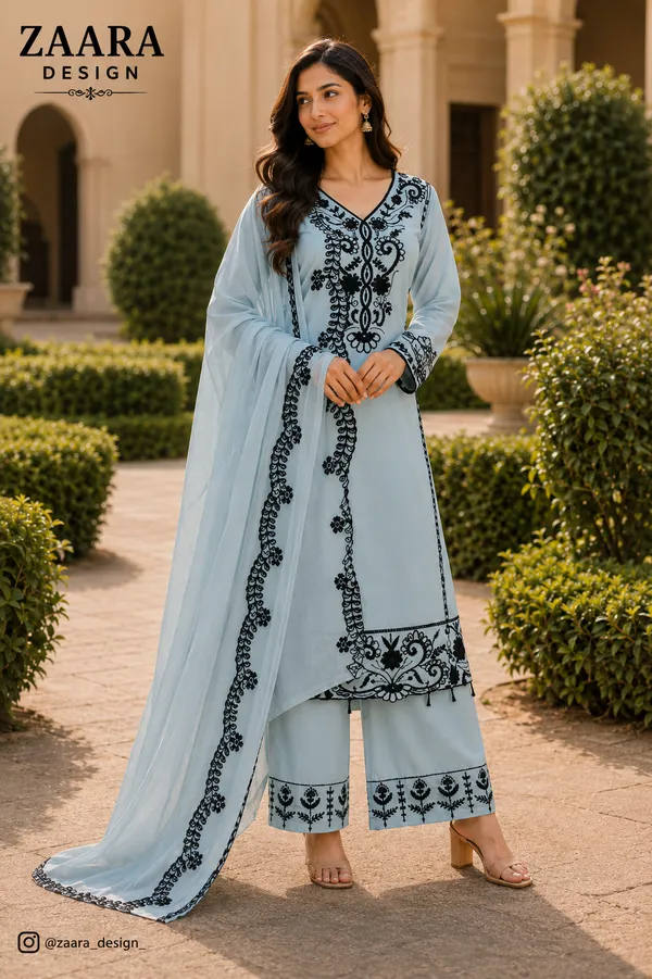 Light_Blue_Chiffon_Embroidered_Kurta_Set_For_Women