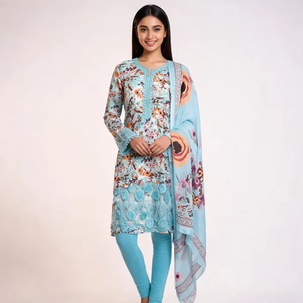 Aqua_Lawn_Floral_Print_Kurta_Set_With_Dupatta_For_Women