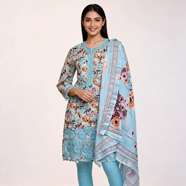 Aqua_Lawn_Floral_Print_Kurta_Set_With_Dupatta_For_Women