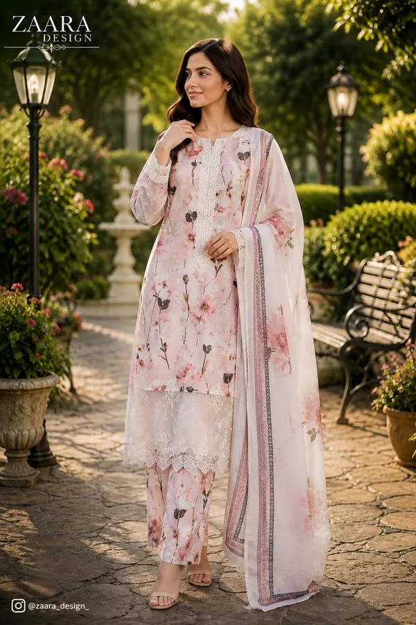 Pink_Lawn_Floral_Print_Kurta_Set_For_Women