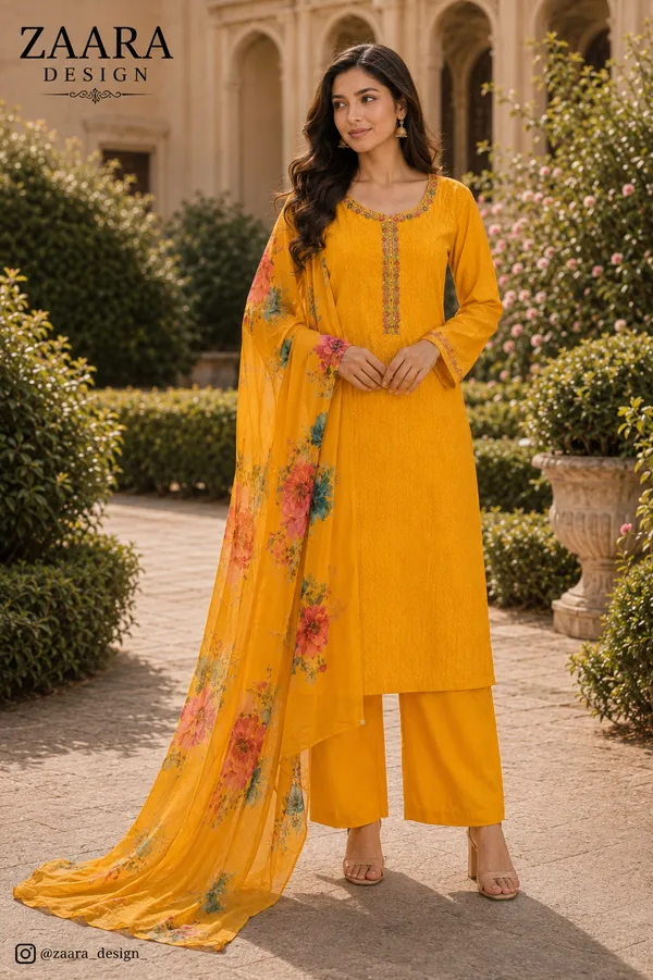 Yellow_Silk_Straight_Floral_Print_Kurta_Set_For_Women