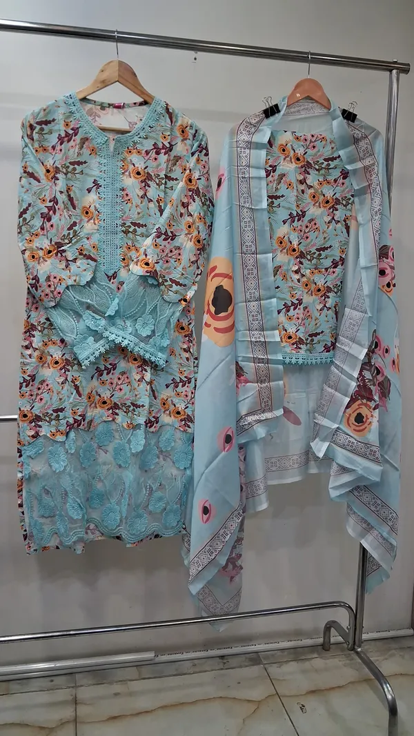 Aqua_Lawn_Floral_Print_Kurta_Set_With_Dupatta_For_Women