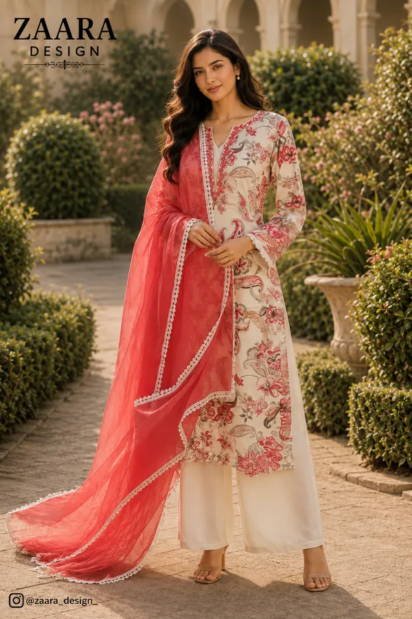 Cream_Lawn_Rayon_Straight_Printed_Kurta_Set_For_Women