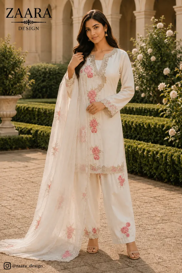 White_Satin_Silk_Straight_Embroidered_Kurta_Set_For_Women