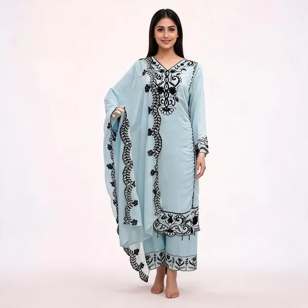 Light_Blue_Georgette_Embroidered_Kurta_Set_For_Women