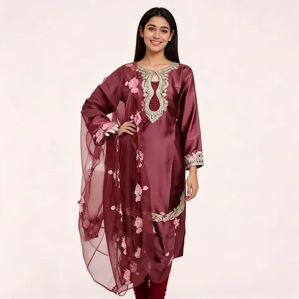 Maroon_Satin_Silk_Straight_Embroidered_Kurta_Set_For_Women