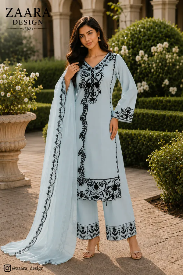 Light_Blue_Georgette_Embroidered_Kurta_Set_For_Women