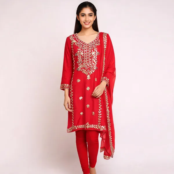 Red_Silk_Straight_Embellished_Kurta_Set_With_Dupatta_For_Women