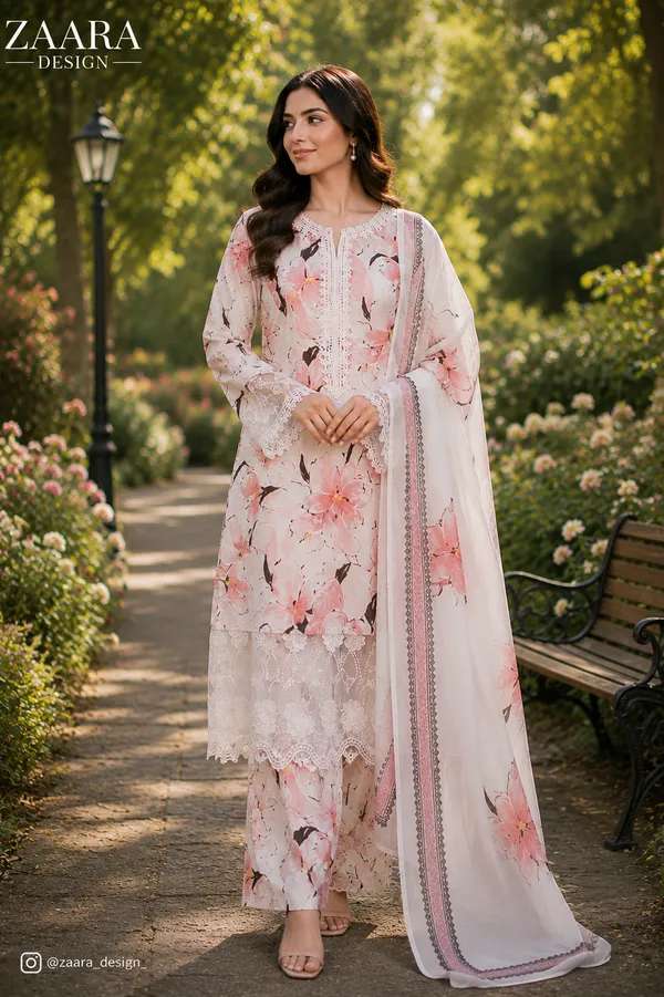 Pink_Lawn_Floral_Print_Kurta_Set_For_Women