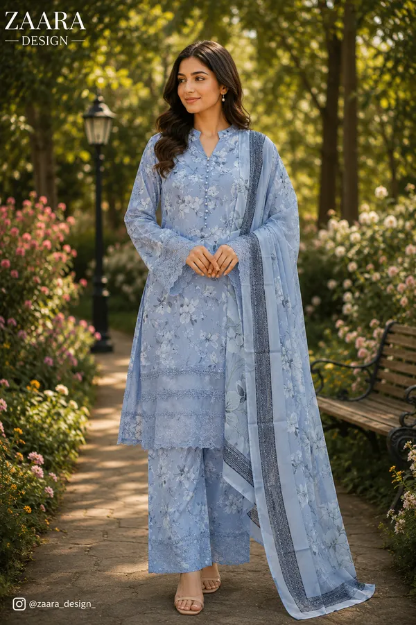Light_Blue_Lawn_Straight_Floral_Print_Kurta_Set_For_Women