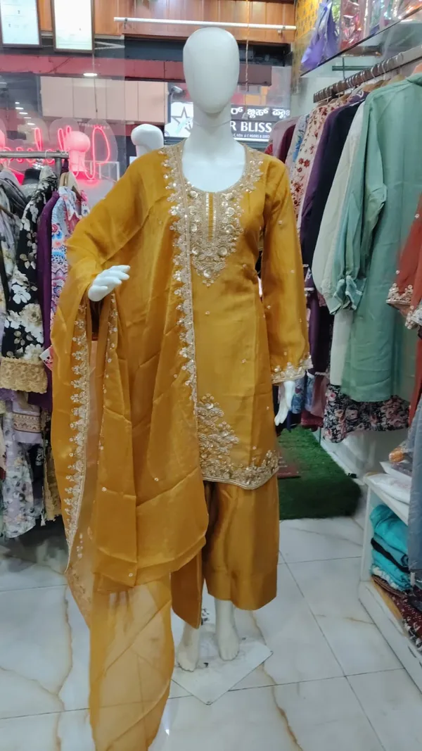 Mustard_Silk_Straight_Embroidered_Kurta_Set_For_Women
