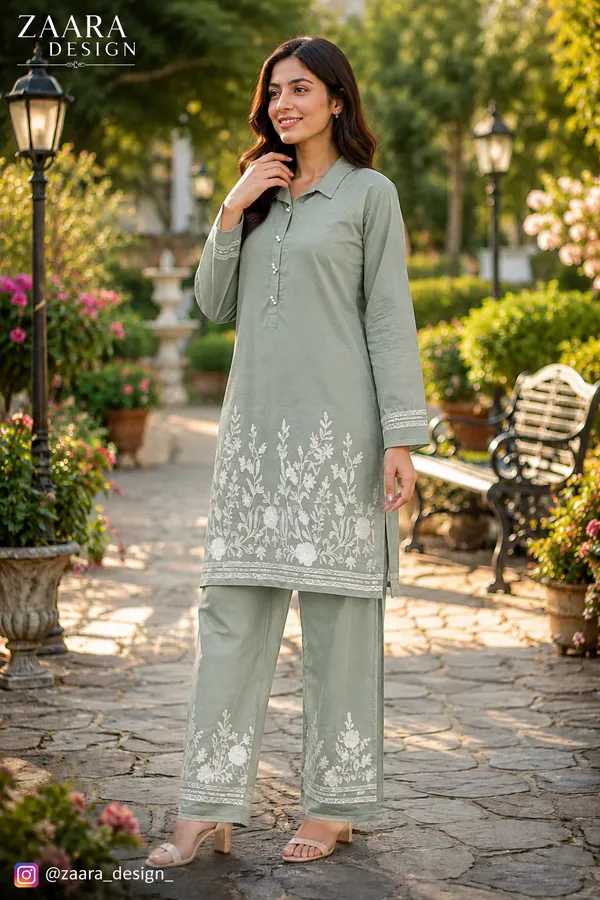 Green_Pashmina_Straight_Embroidered_Co-Ord_Set_For_Women