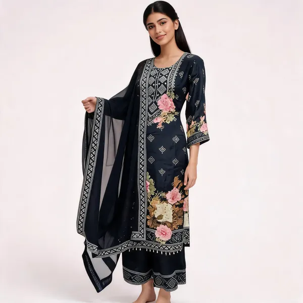 Black_Crepe_Straight_Embroidered_Kurta_Set_For_Women