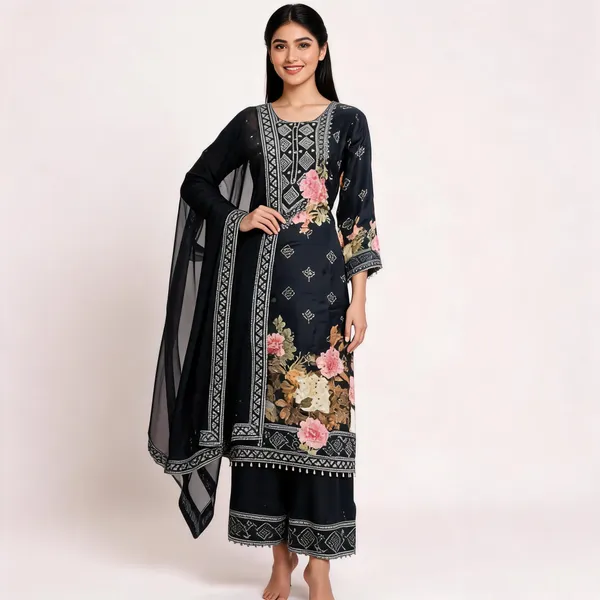 Black_Crepe_Straight_Embroidered_Kurta_Set_For_Women